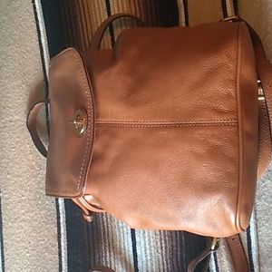 COACH mini backpack, camel color, orange interior